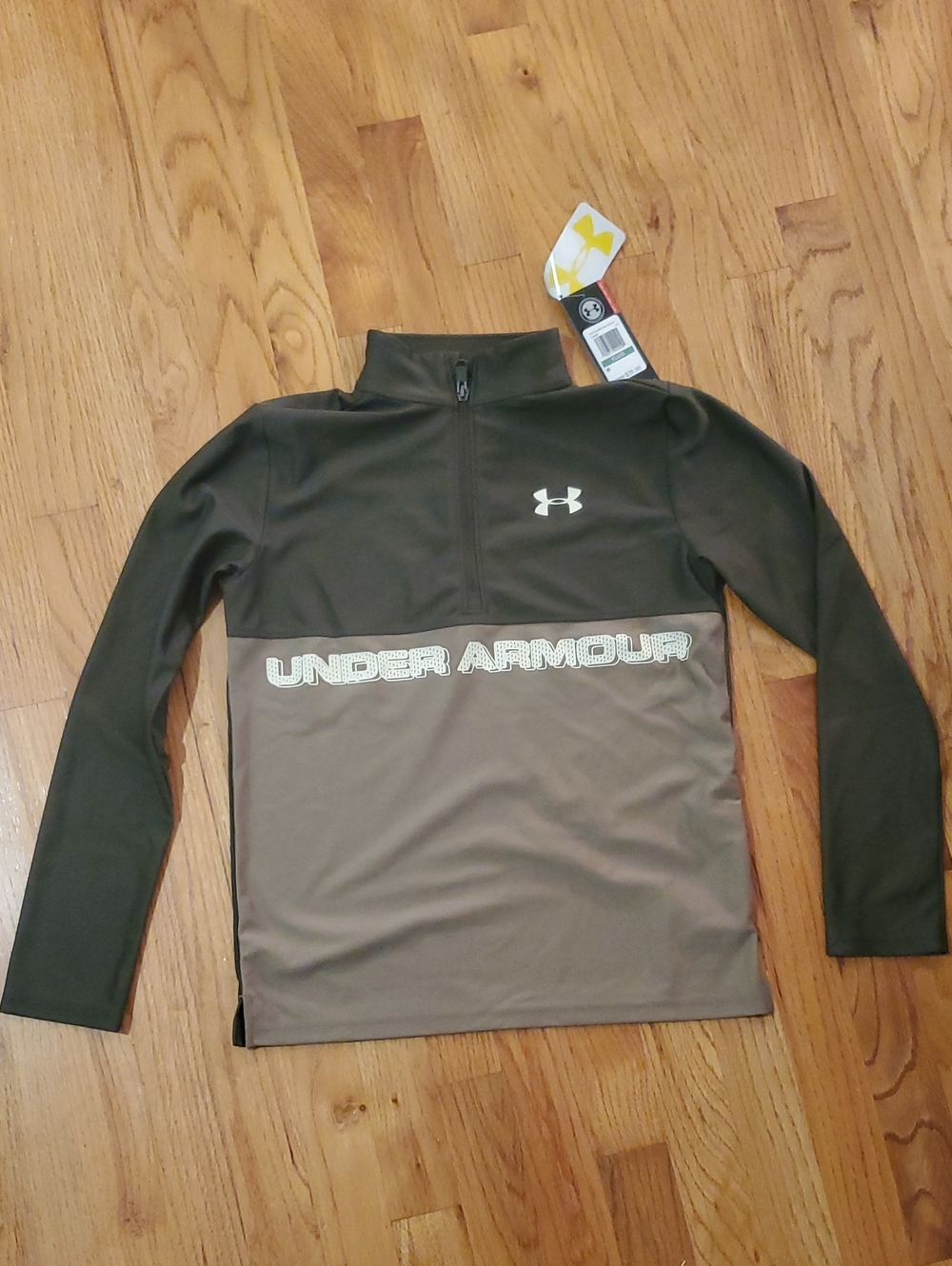 Under Armour Kids Youth Large Olive Green Two-Tone Half-Zip Pullover